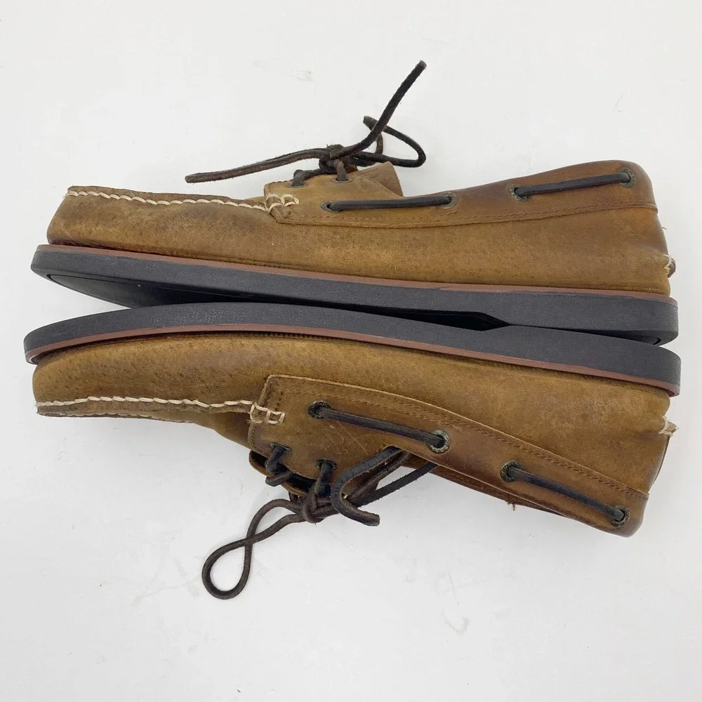G.H. Bass Hampton Leather Lace Up Boat Shoes Mens 10.5M Brown
